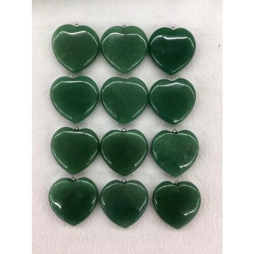 Worth!!5pcs/pack Natural Green Aventurine Bead Pendant,40mm Heart Gem Stone Pendant Stone Jewelry