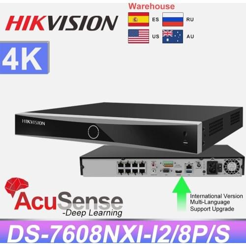 Hikvision 8CH POE NVR 4K DS-7608NXI-I2/8P AcuSense Network Video Recorder 8CH 8 POE ports nvr for POE IP cctv security