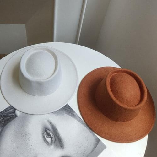 Winter 100% Wool Concave Top Quality Fedroas Hat For Women Church Dresses Hat Elegant Wedding Hat Men Jazz Caps Sombrero Mujer