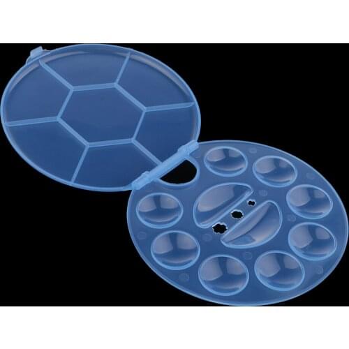 Folding Style Artists Watercolor Palette Box 10Wells Paint Palette Box Thumb Holding Design Function For Storage Blue