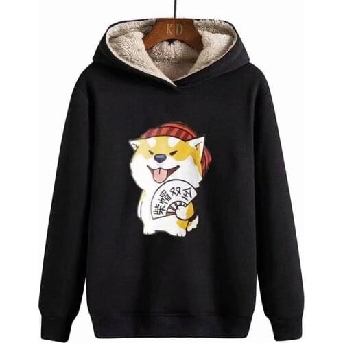 2020 Autumn Winter Mens Hoodies Japan Fashion Hoodie Men Plus velvet Keep warm print Hooded Sweatshirts Casual pullover Hoodies