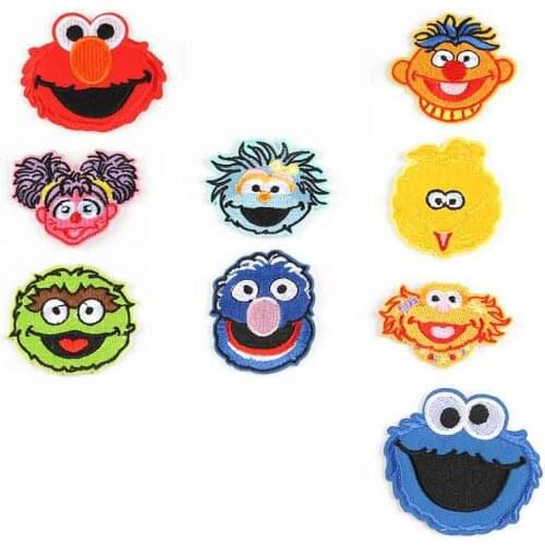 Street Animal Lovely Iron On Elmo Cookie Monster Bert Ernie Grover Embroidered Clothes Patches Elmo For Clothing Wholesale