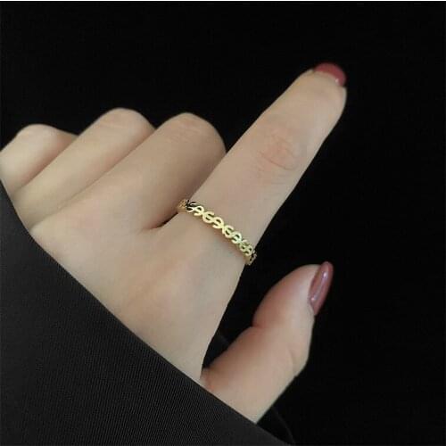 Titanium steel jewelry hollow lucky dollar sign titanium steel ring stainless steel ins personality ring couple