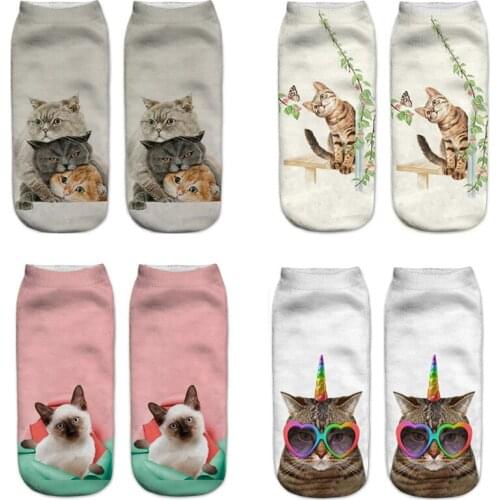 Unisex 3D Print Funny Low Cut Warm Cat Ankle Socks