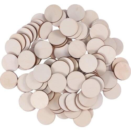 100pcs 10mm 20mm Wood Slices DIY Wood Crafts Round Wooden Ornament DIY Craft Wood Piece for Art Crafts Project Home Decoration