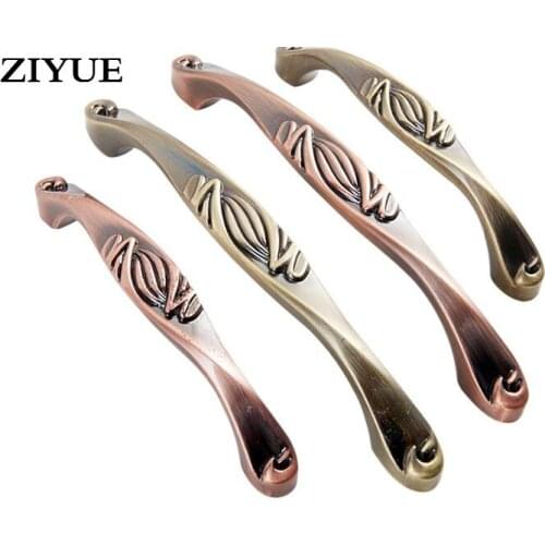 2pcs Free Shipping Cabinet Door Handle Double Handle Antique European Zinc Alloy Ancient Bronze Red Furniture Cabinet Handle