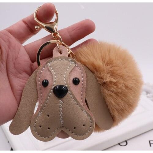 2021 Cute Animal Dog Fake Rabbit Fur Ball Key Chain New Fashion Sweet Hot Pompom Key Chain Key Rings Girl Women Bag Jewelry