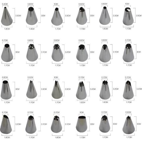24PCS/Set Nozzles Cake Decorators Pastry Puff Skirt Icing Piping Nozzles Tips Kitchen DIY Cupcake Decorating Mouth Tool