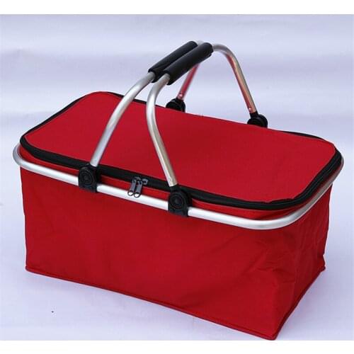 32L Folding Picnic Camping Lunch Bags Insulated Cooler Bag Cool Hamper Storage Basket Bag Box Outdoor Portable Picnic Basket