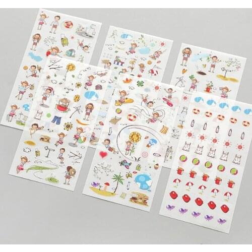6 Sheets / Pack Children Happy Childhood Stickers Cartoon Pattern DIY Decoration Scrapbook Diary Stickers Christmas Stickers