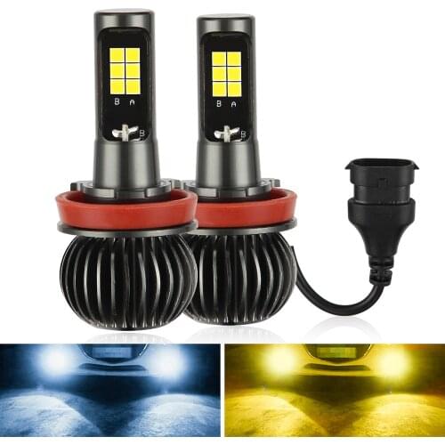 Car Fog Lights Cool White + Amber EV15 Dualcolor H8/H11 Headlight New 9-32 V (2 In A Pair) Aviation Aluminum 6063 LED Bulb