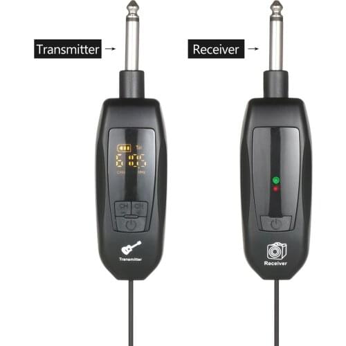 UHF Wireless Transmitter & Receiver 6.35mm Standard Audio Plug Wireless System for Electric Guitar Bass Piano Plug & Play