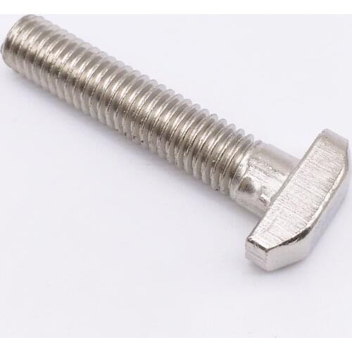 50pcs M5 M6 M8 T Bolt Screws Hammer Head Bolt Aluminum Connector T Head Screws Nickel Plated 20 30 40 45 Aluminum Profile