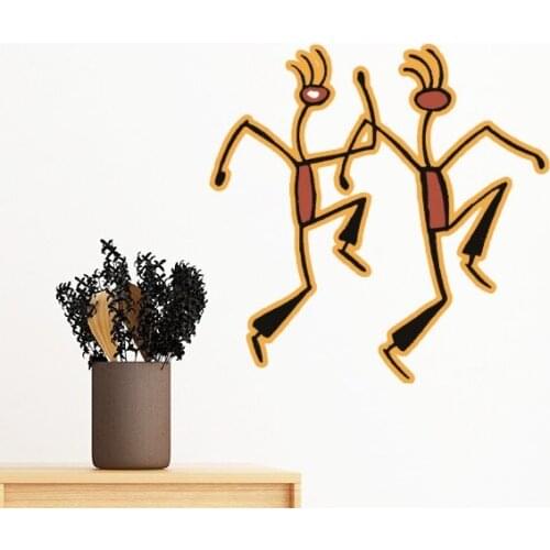 Egypt Culture Red Yellow Figure Dancing Totem Abstract Funny Wall Sticker Art Decals Mural DIY Wallpaper for Room Decal