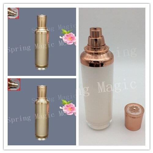 High-end Cosmetic Packaging Perfume BottleS 100ml Acrylic Flat Top Crown Bottle Symphony Pearl White/Gold Lotion Essence Bottle