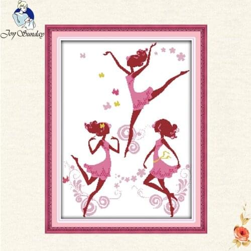 Joy Sunday ballerina DMC Embroidery Floss Cross Stitch Kits Embroidery Needlework Sets Cross-Stitch Printed Canvas Painting gift