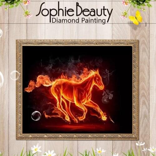 Sophie Beauty NEW DIY 3D Diamond Painting Fire Horse running full square drill decor Mosaic Embroidery Series Inlaid resin sets