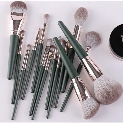 Makeup Brushes 14pcs Green Brush Set Powder EyeShadow Blending Foundation Blush Eyebrow Make up Beauty Cosmestic Brush Maquiage