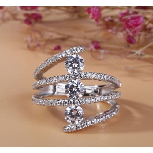 Silver Color Rings for Women Fashion Wedding Engagement Rings for Women Fashion Bling Zircon STone Jewelry