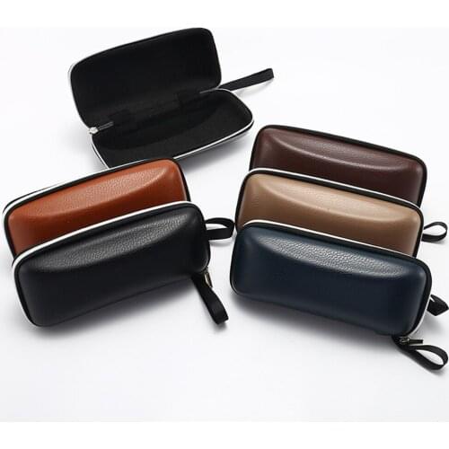 Square Lychee Pattern Leather Glasses Case Cover Sunglasses Case For Women Glasses Box Portable Compression-resistant Mirror Box