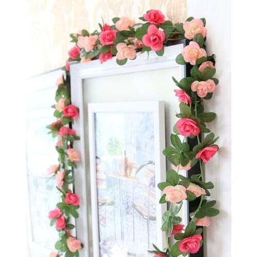 Hot 45 Flower Head 250cm Wisteria Artificial Flower Vine Wreath Wedding Arch Decoration Fake Plant Leaf Vine Tailing Fake Flower