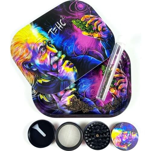 18x14cm Rolling Tray Metal Herb Tobacco Weed Grinder Set Hand Cigarette Smoke Accesssories 4 Layer Zinc Alloy Spieces Crusher