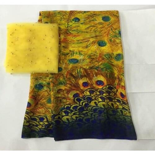 Fashion new style silk printed chiffon fabric for garment neat embroidery on the material with swiss voile lace tissu! LXF4326