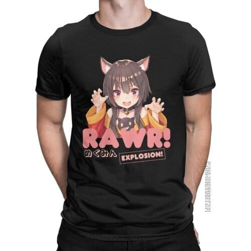 Mens T-Shirt Neko Rawr Demon Slayer Vintage 100% Cotton Tee Shirt Classic Short Sleeve T Shirts Crew Neck Clothing Adult