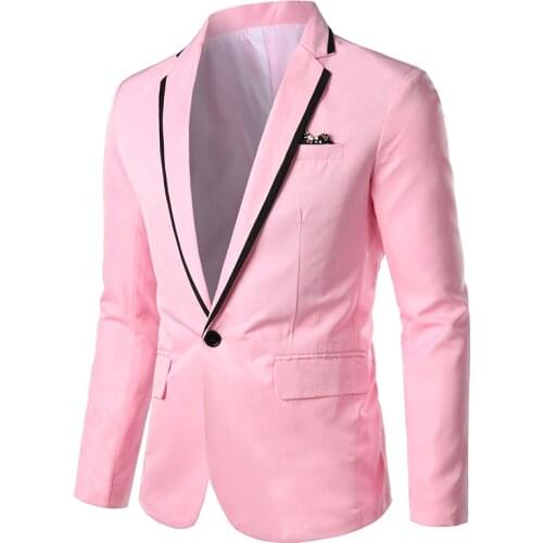 Spring Autumn New Men Blazer Fashion Slim casual blazer for Men Pink/Black/White One Button Mens Suit jacket Outerwear Male 5XL