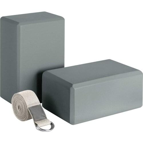 Yoga Block and Yoga Strap Set EVA Foam Soft Non-Slip Yoga Blocks Universal Pilates Stretching and Toning Workouts