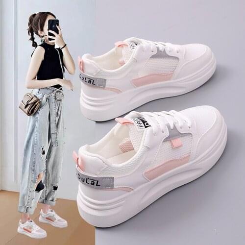 NAUSK Little White Shoes 2021 NEW Summer New Shoes Female Student Shoes Breathable Mesh Thick-soled Sneakers