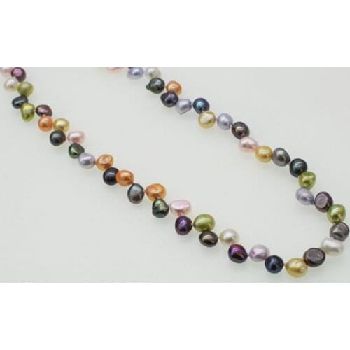 Freshwater pearl multicolor baroque 6-9mm necklace 17inch wholesale beads nature FPPJ woman 2017