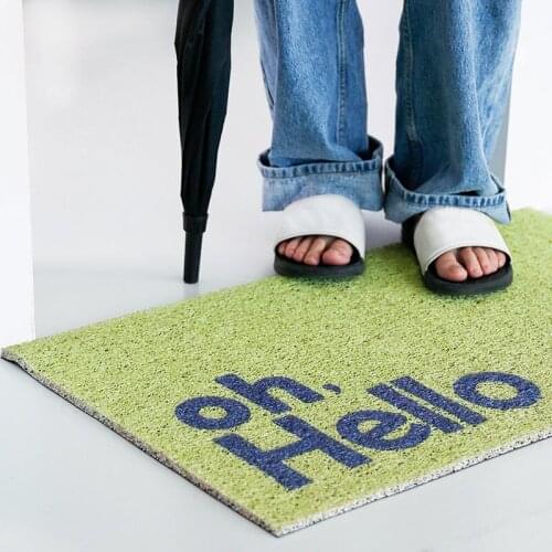 PVC Leather Doormat for Entrance Door Indoor Outdoor Anti Slip Hello Printed Floor Mats Waterproof Bathroom Carpet Rugs Bath Mat