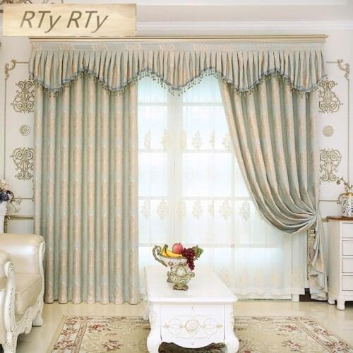 Luxury Europe Embroidered Window Curtains For living Room Bedroom for Jacquard Blackout Curtains Fabric Drapes Blinds Thick