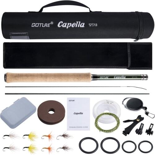 Goture Tenkara Fly Fishing Rod Combo 3.6m Ultralight Carbon Fiber Rod with Line Lure Clipper Portable Tenkara Rod Set Tackles