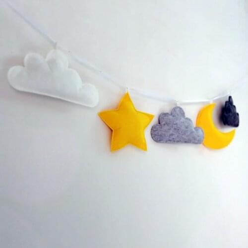 Nordic Style Stars Moon Cloud String Star Garland Banner Tent Bed Mat Baby Shower Bunting Ornament Kids Room Hanging Wall Decor