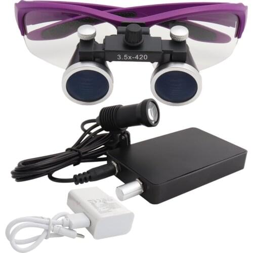 Dental Loupes Medical Magnifier 2.5 3.5x420 Magnification Binocular 3W Headlight Headlamp USB Connection Cloth Case
