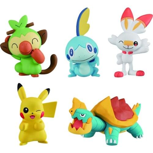 Genuine TAKARA TOMY Pokemon Sword Shield Anime Figures T-ARTS Gashapon Candy Toys Pikachu Drednaw Grookey Scorbunny Sobble