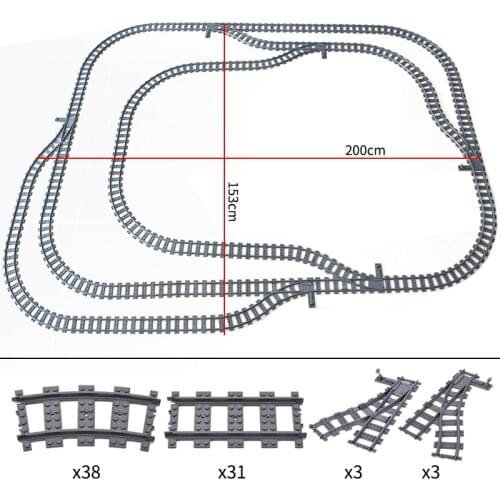 MOC City Train Flexible Tracks Trein Track Rail Straight Curved Rails Building Block Brick Model High-Tech DIY Toys For Children