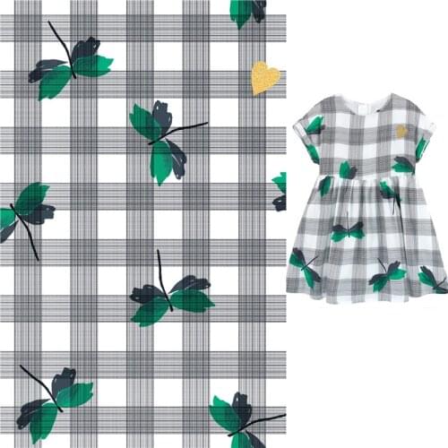 Spring and summer brand Printed fabric for dress 100% cotton dragonfly pattern thin fabric shirt patchwork costom material yard