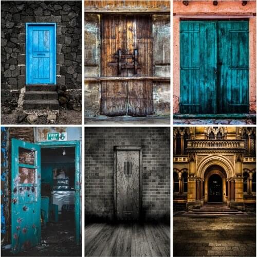 SHUOZHIKE Vinyl Custom Background Brick Wall Wooden Door Baby Portrait Photography Backdrop Photocall Photo Studio 21604EHP-01