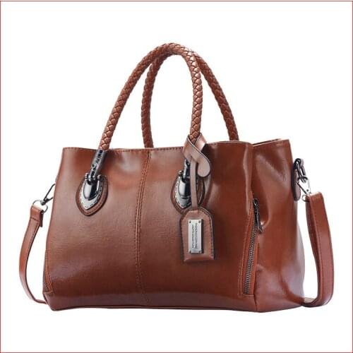 Womens Handbag PU leather Shoulder bag designer Luxury 2021new Retro oil wax leather Boston soft leather big bag travel