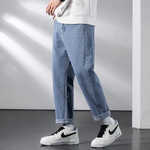 S-3XL MenS Wide Leg Jeans Korean Style Trendy Fashion All-Match Denim Loose Straight Trousers Male High-End Brand Casual Pants