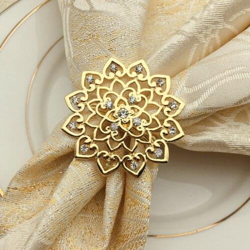 10pcs Hotel banquet love napkin button flower napkin ring gold silver mouth cloth napkin ring