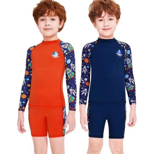2021 New Boys' 2-Piece UPF 50+ Rash Guard and Swimsuit Trunks Set Long Sleeve Bathing Suits Swimwear for Kids Girls 3-10 Years