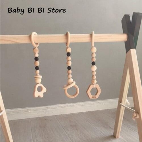 3 Pcs/set Nordic Style Cartoon Solid Wood Fitness Rack Pendant Children Room Decoration Baby Infants Ring-pull Toy Hanging Ornam