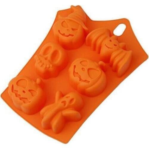 6 Cavity Halloween Silicone Cake Mold Ice Cube Soap Chocolate Baking Mould Decor DIY