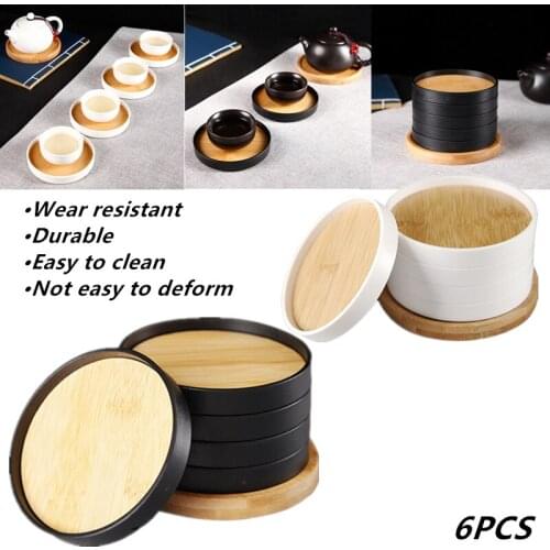 6Pcs Set Bamboo Insulation Pad Table Bowl Mat Casserole Tray Heat-resistant Coaster Household Anti-scalding Mats