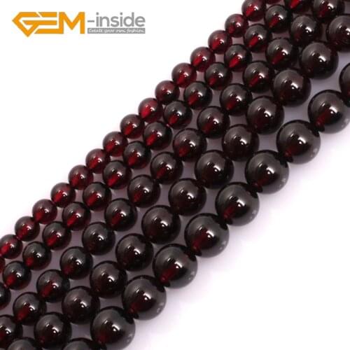 AAA Grade Natural Stone Round Dark Red Garnet 4mm-8mm Loose Beads For Jewelry Making Bracelet 15'' DIY Wholesale