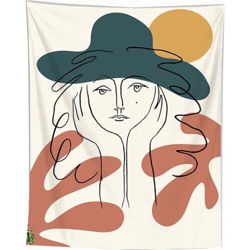 Abstract girl tapestry wall hanging blanket large wall sheet polyester fabric wall decor bedroom